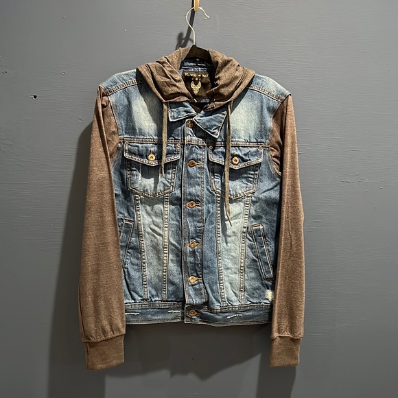 Hawk’s Bay Jackets & Coats Mens Denim Jacket With Hood And Knitted